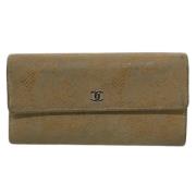 Pre-owned Suede wallets Chanel Vintage , Beige , Dames