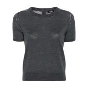 Antraciet Grijs Wol Ronde Hals Sweater Liu Jo , Gray , Dames