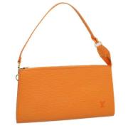 Pre-owned Leather pouches Louis Vuitton Vintage , Orange , Dames