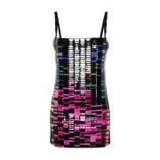 Paillet Vierkante Hals Jurk The Attico , Black , Dames