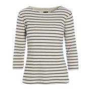 Breton Streep Blouse Zwart/Ivoor Bitte Kai Rand , Beige , Dames