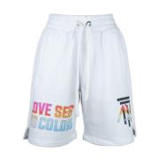 Witte katoenen shorts met unieke prints Diego Venturino , White , Dame...