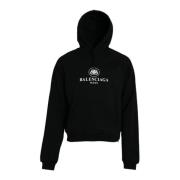 Zwarte Katoenen Logo Hoodie Balenciaga , Black , Heren