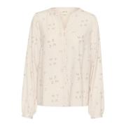 Blouse met Ancient Scroll Print Cream , Beige , Dames