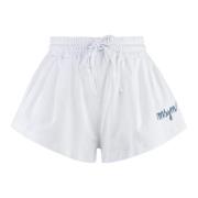 Katoenen shorts met trekkoordtaille Msgm , White , Dames