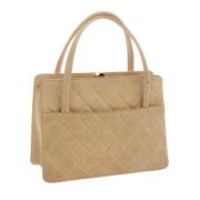 Pre-owned Suede handbags Chanel Vintage , Beige , Dames