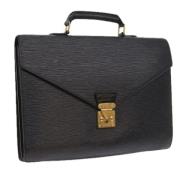 Pre-owned Leather briefcases Louis Vuitton Vintage , Black , Dames