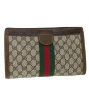 Pre-owned Leather clutches Gucci Vintage , Beige , Dames