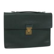 Pre-owned Leather briefcases Louis Vuitton Vintage , Green , Dames