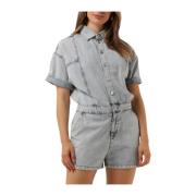 Denim Playsuit voor Stijlvolle Dames Alix The Label , Blue , Dames