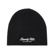 Zwart/Wit Wol Beanie Hoed Balenciaga , Black , Dames