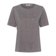 Rhinestone Tshirt Toppe T-Shirts Castlerock Cream , Gray , Dames