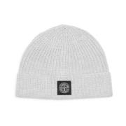 Grijze Melange Wol Beanie Hoed Stone Island , Gray , Heren