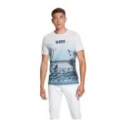 Dierenprint T-shirt - Korte mouw Guess , White , Heren