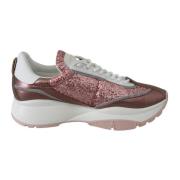 Roze Glitter Leren Sneakers Jimmy Choo , Pink , Dames