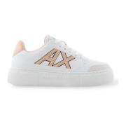 Contrast Logo Sneakers Xdx147 Optic Armani Exchange , White , Dames