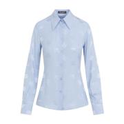 Blauwe Zijden Shirt Verhoog Stijl Dolce & Gabbana , Blue , Dames