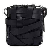 Zwarte Crossbody Tas met Vlechtdesign Jil Sander , Black , Dames