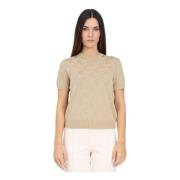 Korte Mouw Jacquard Logo T-shirt Ralph Lauren , Beige , Dames