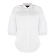 Katoenmix shirt met afgeronde zoom Ralph Lauren , White , Dames