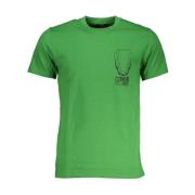 Heren Bedrukt Katoenen T-Shirt Cavalli Class , Green , Heren