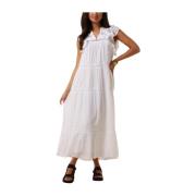 Witte Maxi Voile Jurk Neo Noir , White , Dames