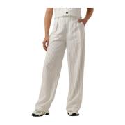 Alessandra Pinstripe Pants Neo Noir , White , Dames