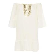 Zomer witte jurk met kralen Patrizia Pepe , White , Dames