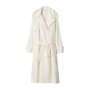 Graan Gabardine Trench Coat Burberry , White , Dames