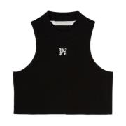 Geborduurd Logo Mouwloze Top Palm Angels , Black , Dames