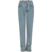 Blauwe High-Waisted Straight Leg Jeans Moschino , Blue , Dames