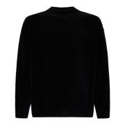 Zwarte Gebreide Crew Neck Sweater Bonsai , Black , Heren