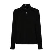 Zwarte Shirt met Knoop Detailing Liu Jo , Black , Dames