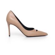 Nude Leren Pumps Snit Teen Italië Marc Ellis , Beige , Dames