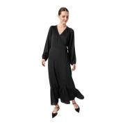 Zwarte Maxi Jurk met Lange Mouwen Soaked in Luxury , Black , Dames