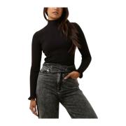 Ribgebreide Mock Neck Pullover Trui Scotch & Soda , Black , Dames