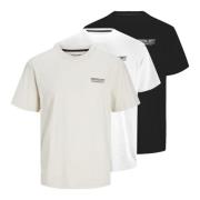 Heren T-Shirt 3-Pack Korte Mouw Jack & Jones , Multicolor , Heren