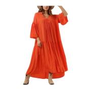 Emuanuelle Slim Dress Dames Maxi Jurk Second Dames , Orange , Dames