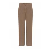 Straight Leg Trousers Portabella Style Gustav , Brown , Dames