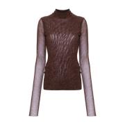 Bruin Mélange Mock Neck T-shirt Philosophy di Lorenzo Serafini , Brown...