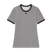 Houndstooth Patroon Crew Neck T-shirt Courrèges , Black , Dames