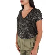 Luipaardprint T-shirt - Korte mouw Molly Bracken , Black , Dames