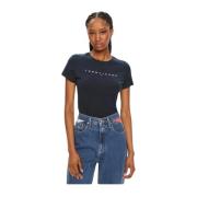 Slim Fit Logo Print T-Shirt Tommy Jeans , Blue , Dames