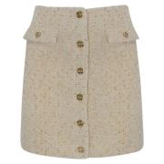 Tweed Rok met Logo Knopen Twinset , Beige , Dames