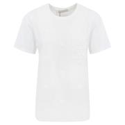 Bloemen geborduurd katoenen T-shirt Twinset , White , Dames