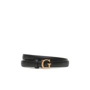 Zwarte PU Leren Riem met Metalen Logo Guess , Black , Unisex