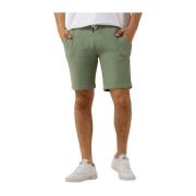 Groene Chino Shorts Wafel Structuur Cast Iron , Green , Heren