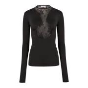 Zwarte Kant Inzet Top Nina Ricci , Black , Dames