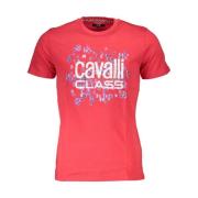 Rood Logo Print Ronde Hals T-Shirt Cavalli Class , Red , Heren