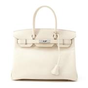 Pre-owned Leather handbags Hermès Vintage , White , Dames